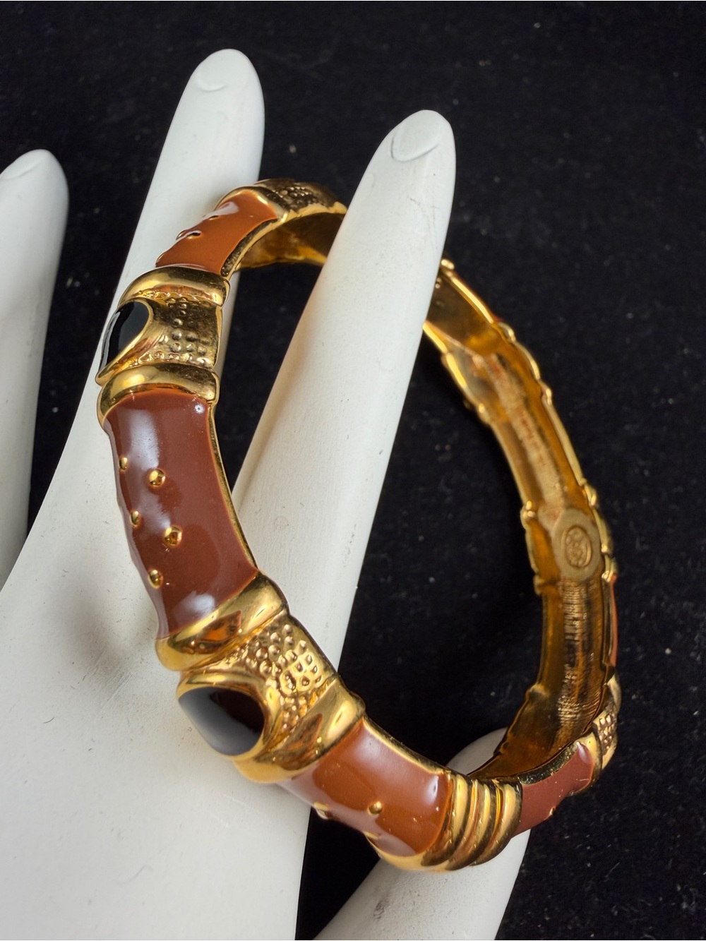 Joan Rivers Shimmering Gold Signed Bangle Bracelet